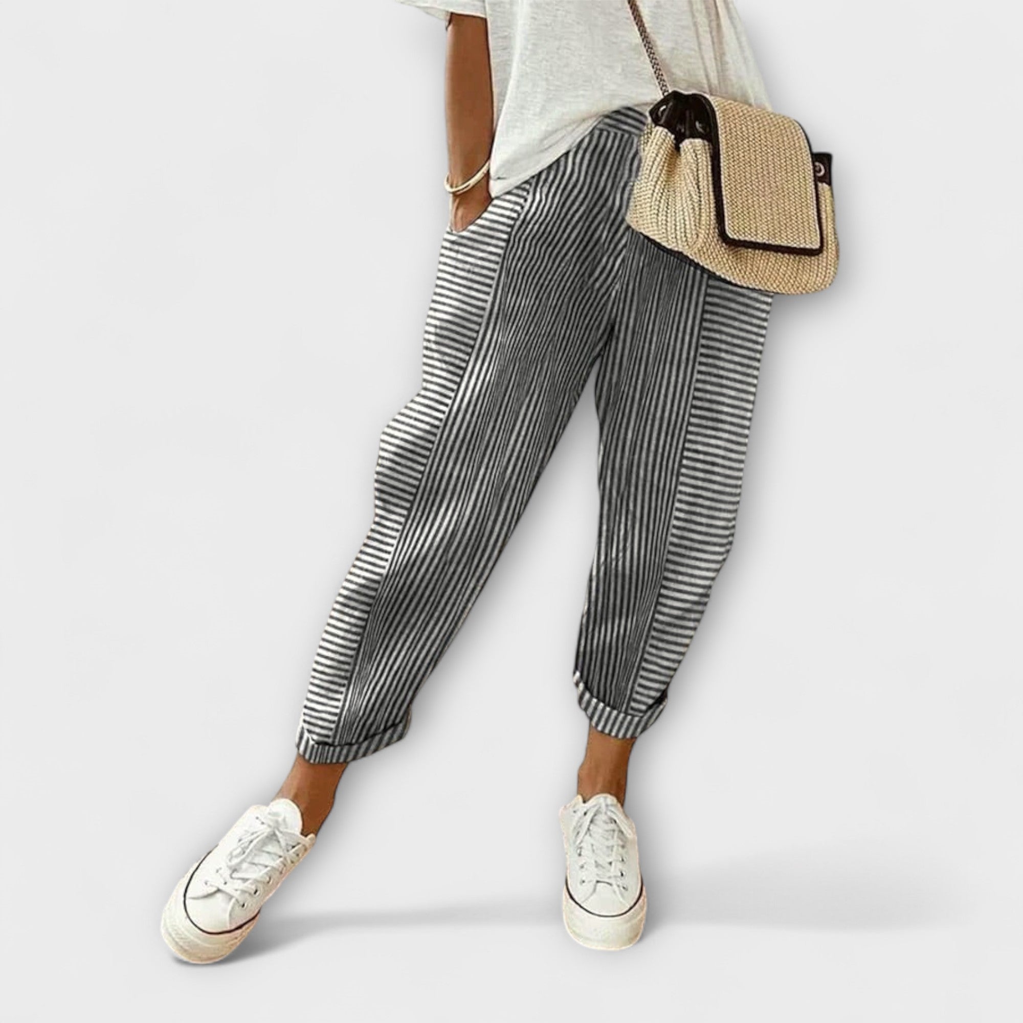 Sanne - Comfortable Striped Pants