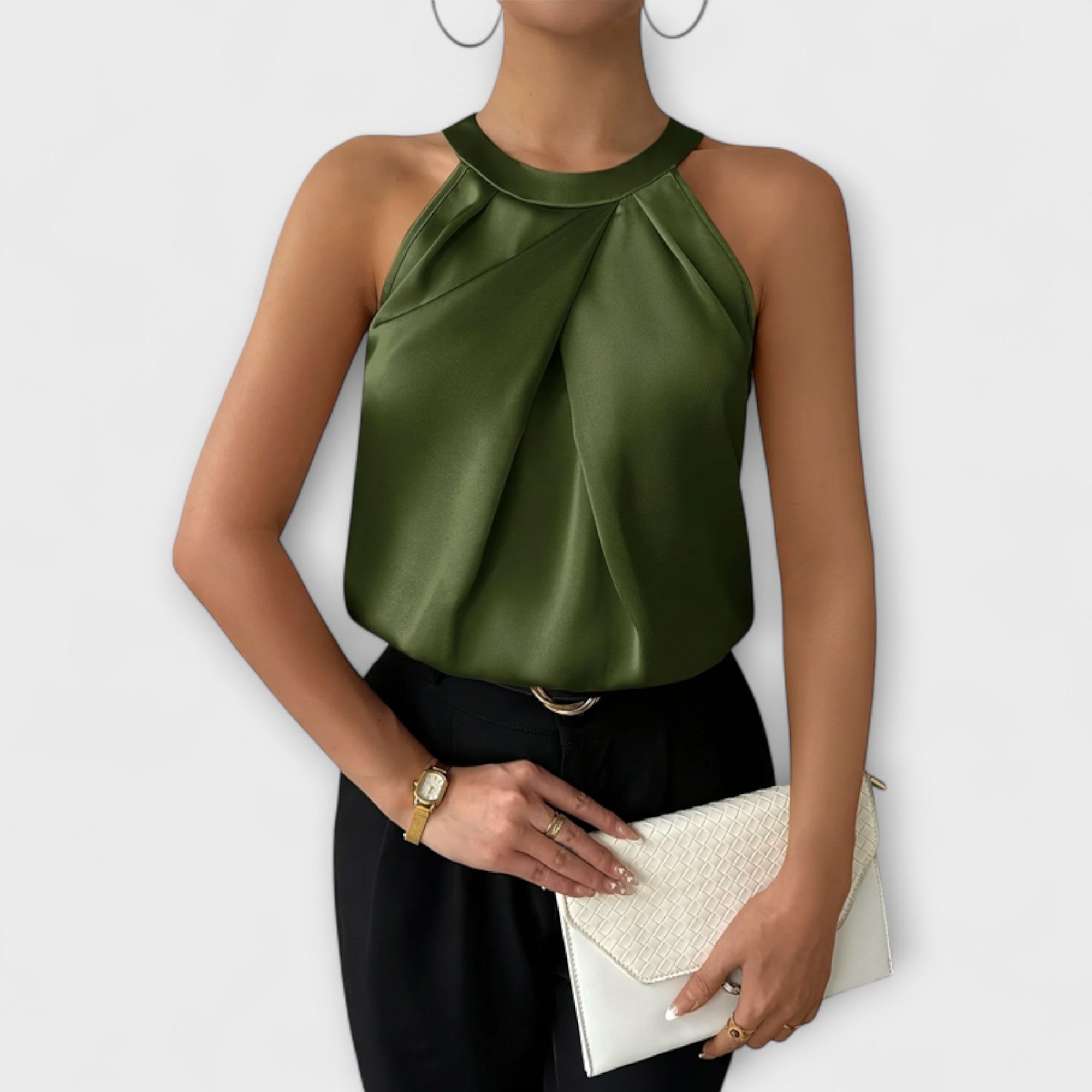 Skye - Chic Satin Blouse with Off-Shoulder Design