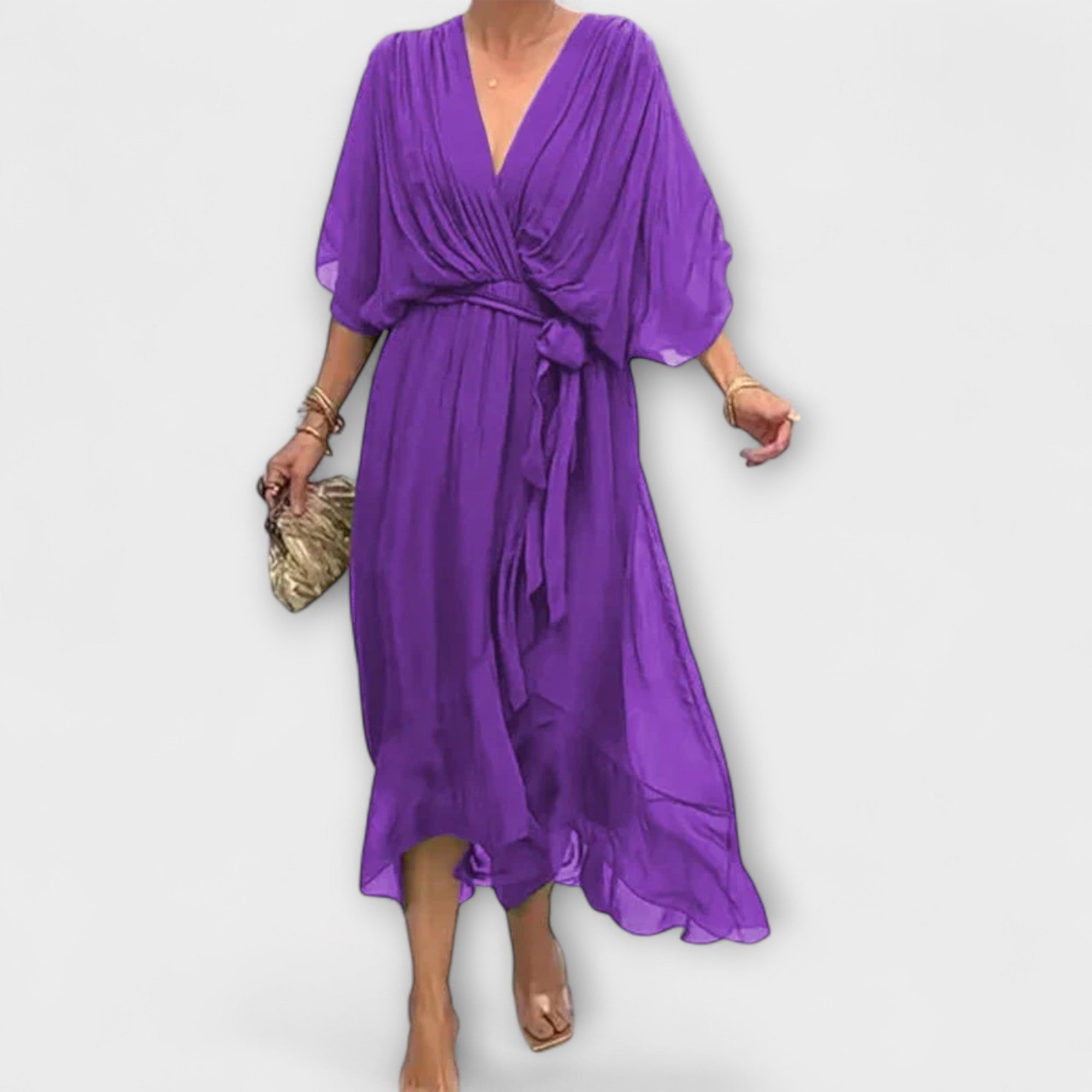 Amoura - Chiffon Dress with V-Neck