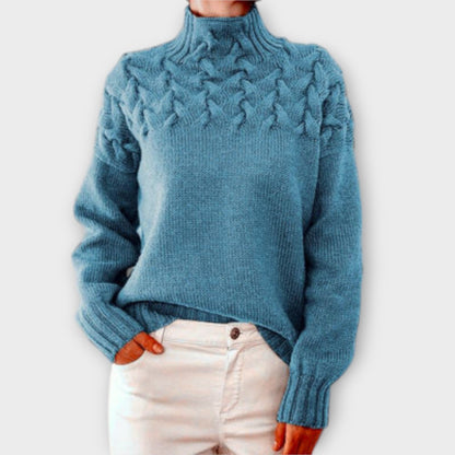 Eva - Women's Sweater with Cable Knit Detail