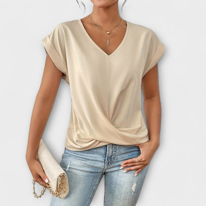 Eloise - V-Neck Top with Button Detail
