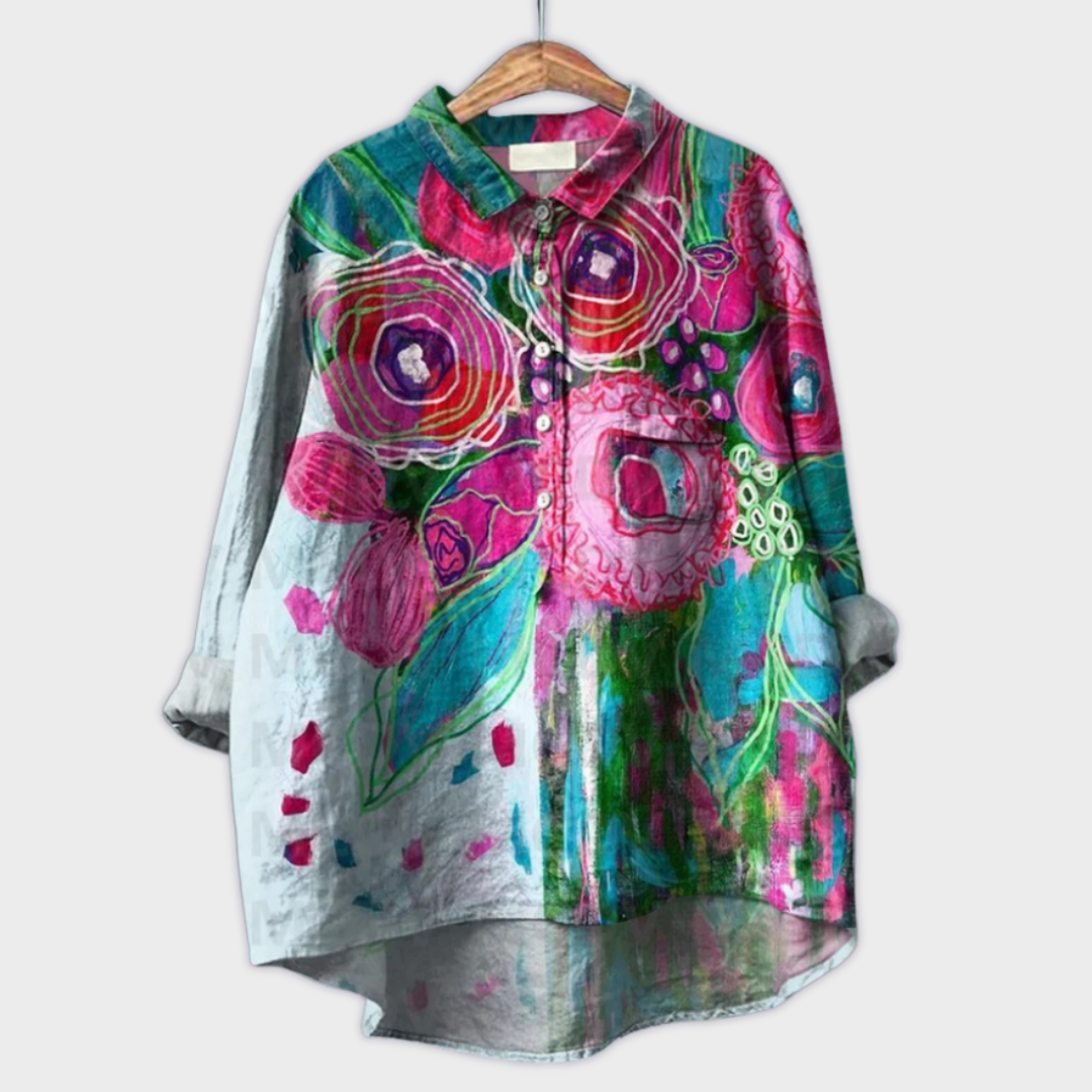 Magdalena - Handmade Women's Blouse with Floral Design