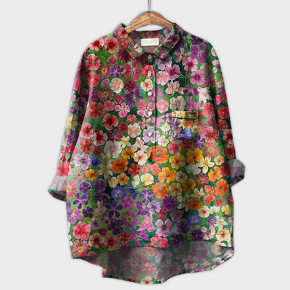 Magdalena - Handmade Women's Blouse with Floral Design