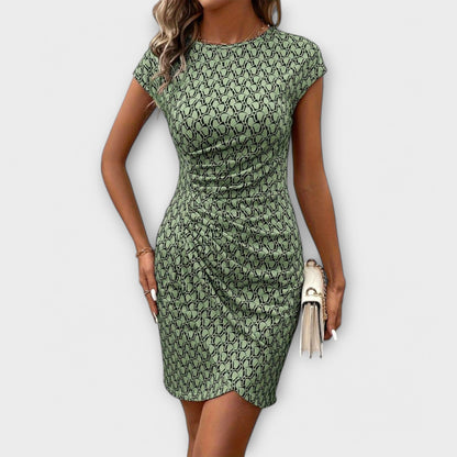Emma - Short sleeve tulip dress with print