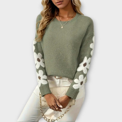 Silke - Soft Knit Sweater with Floral Design